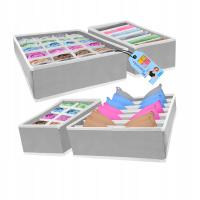 Zestaw 4 Organizerów Wkład Pojemnik Do Szuflady Szafy Na Bieliznę Skarpetki