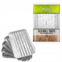 PIKNIK TACKI DO GRILLA DUŻE PROSTOKĄTNE ALUMINIOWE 344x224x22MM 5 SZTUK
