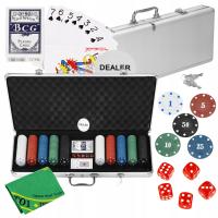 Набор для покера Техас фишки 500шт игра покер мат чемодан кости карты