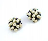 S8 Duże klipsy z koralików jak perły Vintage