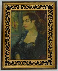 1954 Stary obraz Portret kobiety Olej 63x51cm