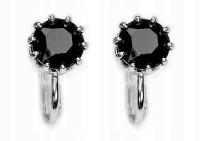 Czarne Srebrne Klipsy Na Co Dzień Jet Prawdziwe Kryształy Kiara Na Uszy