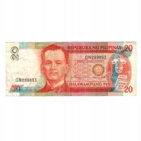 Banknot, Filipiny, 20 Piso, 1997-1998, KM:182b, VF