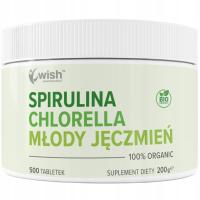 CHLORELLA SPIRULINA MŁODY JĘCZMIEŃ DETOX VEGE ODPORNOŚĆ ŻELAZO ALGI 500 tab