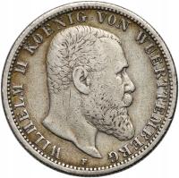 #B11# Niemcy, Wirtembergia, Wilhelm II, 2 marki 1896 F
