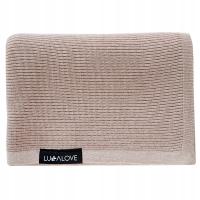 Lullalove Lekki dzianinowy kocyk bawełniany , otulacz, mgiełka / Karmel