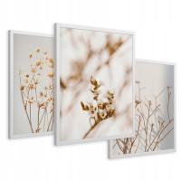 Набор картин в рамке плакаты сухие цветы бохо трава триптих 43x99