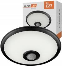Плафон 2x E27 светодиодный потолочный светильник с датчиком SuperLED черный