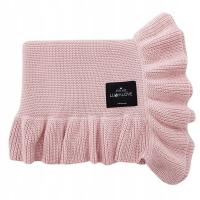 LULLALOVE Koc całoroczny z falbanką Pudrowy Róż 90x110