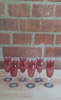 Zestaw Starych Kielichów Kieliszków Czerwone 6sztuk