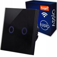 Сенсорный выключатель света стеклянный двойной светодиодный WiFi TUYA SMART