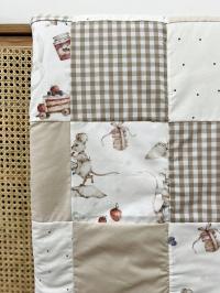 Narzuta pled na łóżko dla dziecka patchwork 100x200 myszki bawełna premium