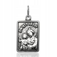 Серебряный медальон Святого Иосифа прямоугольник серебро pr.925