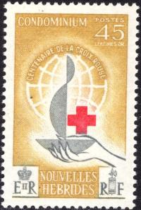 condominium New Hebrides red cross 45 c.czysty **