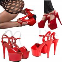 Сексуальные эротические туфли красные женские туфли на высоком каблуке 17 см для танцев на шесте R. 41