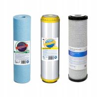 ZESTAW 3 WKŁADÓW FILTRUJĄCYCH DO FILTRA WODY PIANKOWY WĘGLOWY ZMIĘKCZAJĄCY