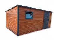 Garaż Blaszany Domek Ogrodowy 5x3m drewno + grafit
