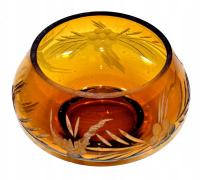 POLSKIE SZKŁO-ŚLICZNA MASYWNA PATERA-szlifowana