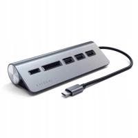 Satechi Aluminium - hub USB-C (czytnik kart micro/SD, 3x USB-A) (space