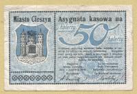 ANK CIESZYN TESCHEN NOTGELD 50 HALERZY HELLER 1919 rzadkie