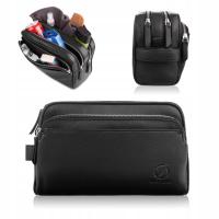 Kosmetyczka Męska Skórzana Brodrene Czarna na Zamek Podróżna Elegancka