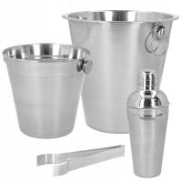 ZESTAW BARMAŃSKI do drinków wiaderko na lód shaker cooler barowy 4 el.