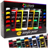 Акриловые краски профессиональный большой набор акриловых красок COLORE 12 x 75ML