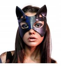 ЧЕРНАЯ КОЖАНАЯ МАСКА BDSM KITTY CATWOMAN