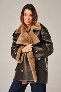 Kożuch damski cappuccino oversize