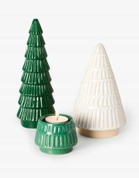 - ŚWIECZNIK Z DEKORACYJNYMI CHOINKAMI 3 CZ