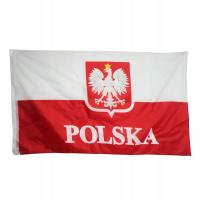 Flaga Polski z Godłem Orłem Orzeł DUŻA z napisem POLSKA 150x90cm