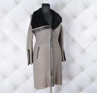 Płaszcz damski zimowy kożuszek PUNTO kożuch naturalny szary 38 M