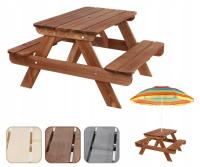 Stół piknikowy stół ogrodowy drewniany stół z ławkami stolik dla dzieci 1-6