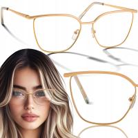 Damskie okulary do czytania Eleganckie Złote Nowoczesne Korekcyjne BRILO