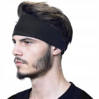 Широкая мужская спортивная эластичная повязка на голову