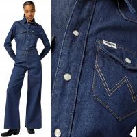 Wrangler TROUSER COVERALL Aged Blue jeansowy granatowy kombinezon baggy L