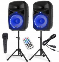 Zestaw głośników Vonyx VPS102A + Mikrofon dynamiczny wokalowy Blow PRM 203