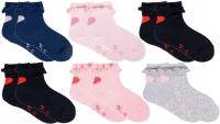 6 x skarpetki dla dziewczynki z falbankami skarpety serduszka 17/19 K10