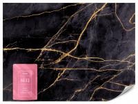 FOTOTAPETA DO SYPIALNI SALONU CZARNY MARMUR ELEMENTY ZŁOTA GLAMOUR 400x280