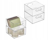 Pudełko organizer plastikowe do piętrowania przezroczyste 4 szt 25 x 15 cm