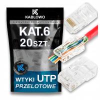 Wtyk RJ45 Cat.6 UTP przelotowy 20 szt.