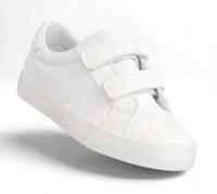 КЕДЫ МАЛЬЧИКА ЭЛЕГАНТНЫЕ ФОРМАЛЬНЫЕ БЕЛЫЕ КРОССОВКИ ВЕЛКРО, МОКАСИНЫ