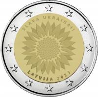 Латвия 2 евро 2023-Подсолнух (Слава Украине)