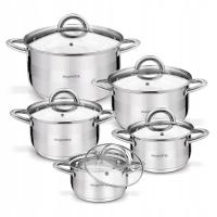 Набор стальных кастрюль с крышкой индукционный газ Konighoffer Faro 10 el