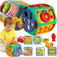 KOSTKA EDUKACYJNA ZABAWKA INTERAKTYWNA BĘBEN WIELOFUNKCYJNY 8w1 ROZWÓJ 18M+