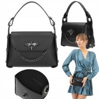 Женская кожаная сумка из натуральной кожи, маленькая на цепочке, черная