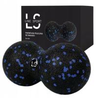 PIŁKA DO MASAŻU PODWÓJNA LINESPORT ROLER DUOBALL TWARDA 8CM CZARNONIEBIESKI