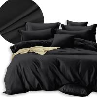 KOMPLET POŚCIELI 160x200 2x POSZEWKI 70x80 DWUSTRONNA GŁADKA MIĘKKA CZARNA