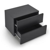 WISZĄCA SZAFKA NOCNA 2 SZUFLADY 40x29x30 CM CZARNY MAT NOWOCZESNA