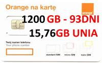 INTERNET ORANGE FREE 1200 GB 93 DNI - 15,76 GB UE UNIA EUROPEJSKA